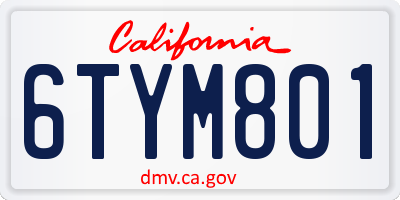 CA license plate 6TYM801