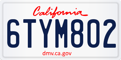 CA license plate 6TYM802