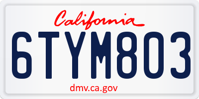 CA license plate 6TYM803