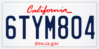 CA license plate 6TYM804