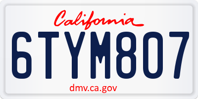 CA license plate 6TYM807