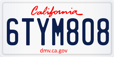 CA license plate 6TYM808