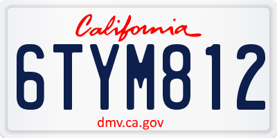 CA license plate 6TYM812