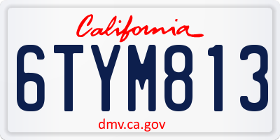 CA license plate 6TYM813