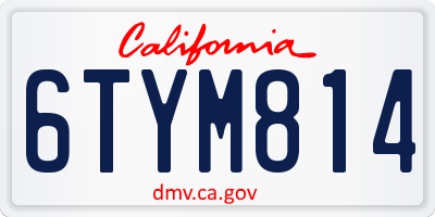 CA license plate 6TYM814