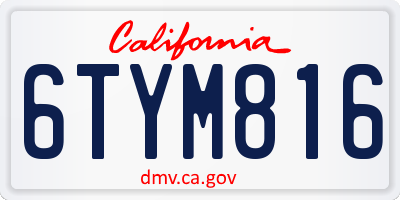CA license plate 6TYM816