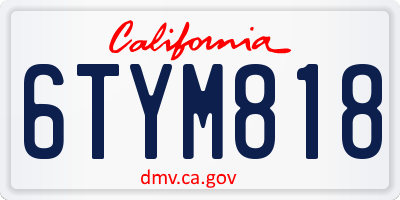 CA license plate 6TYM818