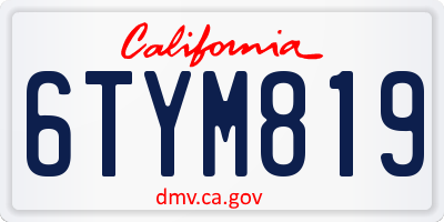 CA license plate 6TYM819