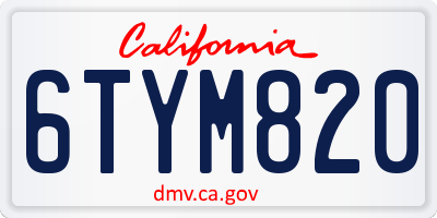CA license plate 6TYM820