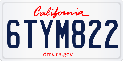 CA license plate 6TYM822