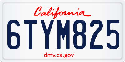CA license plate 6TYM825