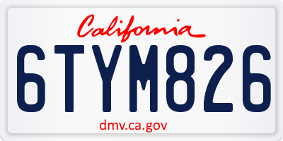 CA license plate 6TYM826