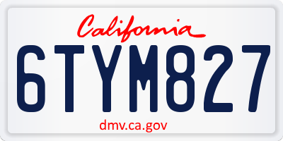 CA license plate 6TYM827
