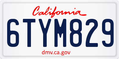 CA license plate 6TYM829