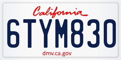 CA license plate 6TYM830