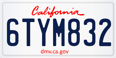 CA license plate 6TYM832