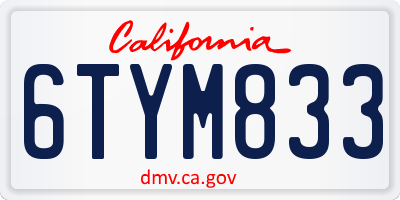 CA license plate 6TYM833