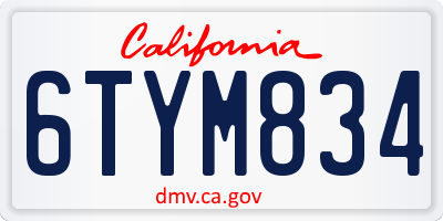 CA license plate 6TYM834