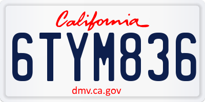 CA license plate 6TYM836