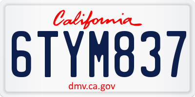 CA license plate 6TYM837