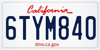 CA license plate 6TYM840