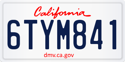 CA license plate 6TYM841