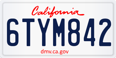 CA license plate 6TYM842