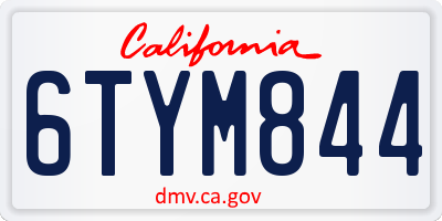 CA license plate 6TYM844