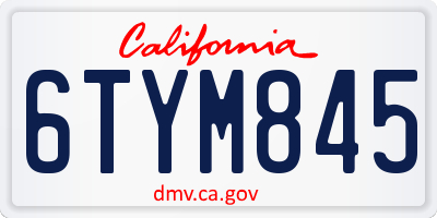 CA license plate 6TYM845