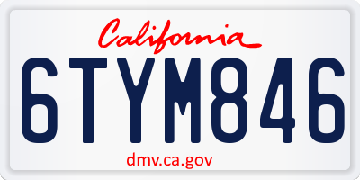 CA license plate 6TYM846