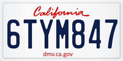 CA license plate 6TYM847