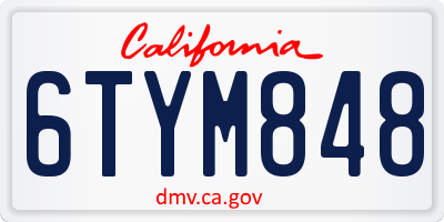 CA license plate 6TYM848