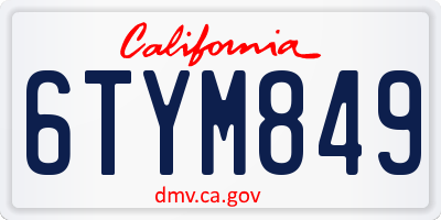 CA license plate 6TYM849