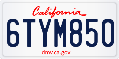 CA license plate 6TYM850