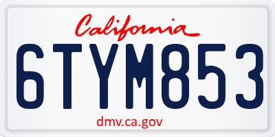 CA license plate 6TYM853