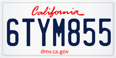 CA license plate 6TYM855