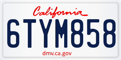 CA license plate 6TYM858