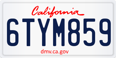 CA license plate 6TYM859