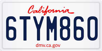 CA license plate 6TYM860