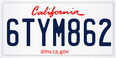 CA license plate 6TYM862