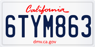 CA license plate 6TYM863