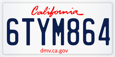 CA license plate 6TYM864