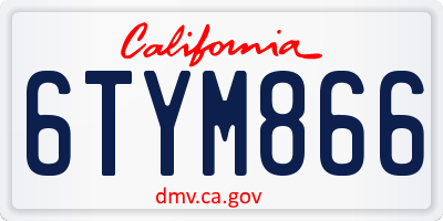 CA license plate 6TYM866