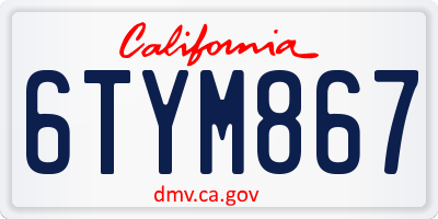 CA license plate 6TYM867