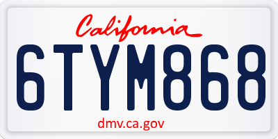CA license plate 6TYM868