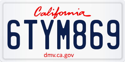 CA license plate 6TYM869