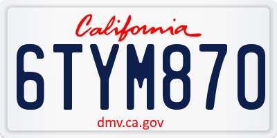 CA license plate 6TYM870