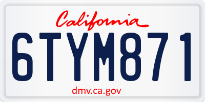 CA license plate 6TYM871
