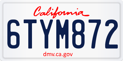 CA license plate 6TYM872