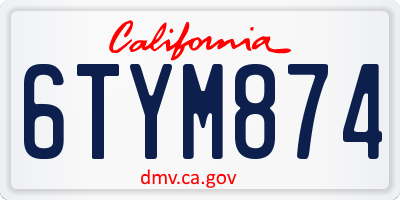 CA license plate 6TYM874